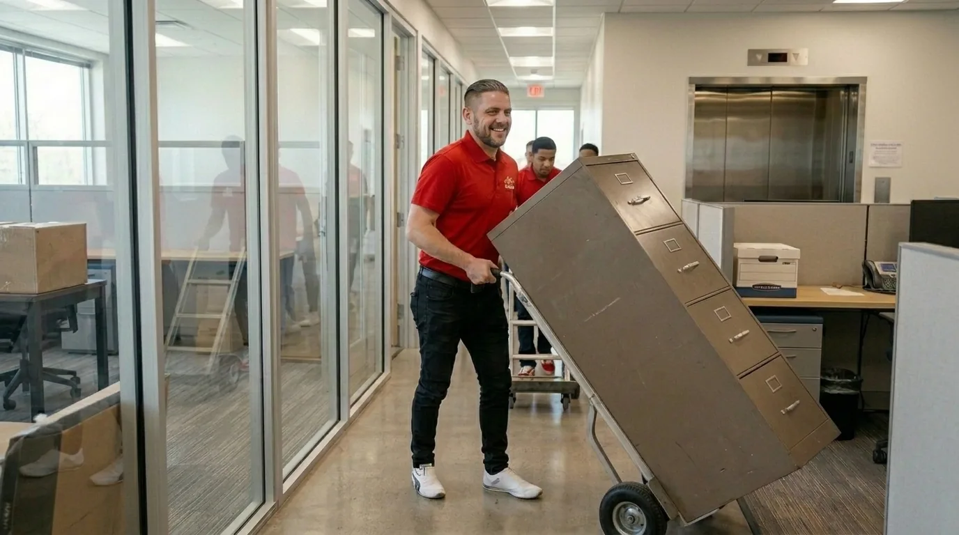 Pack-It Movers crew moving commercial office furniture